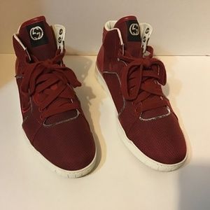 Mens Auth Gucci Red Baling Fabric Reflex309517 Sz7